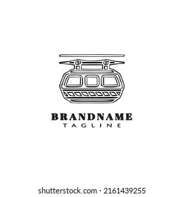 Cable Car-Logo-Cartoon-Symbol-Design-Vorlage schwarz, moderne einzelne Flachgrafik