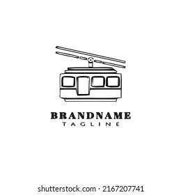 logotipo del coche de cable caricatura plantilla de diseño de icono negro vector aislado plano