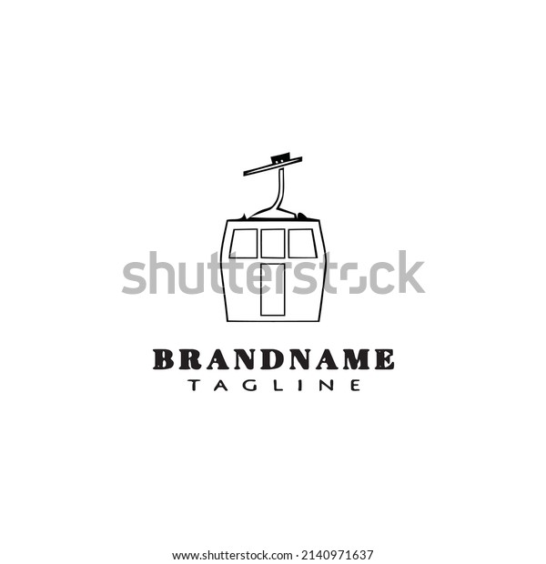 cable car logo cartoon icon design flat\
black modern isolated vector\
illustration