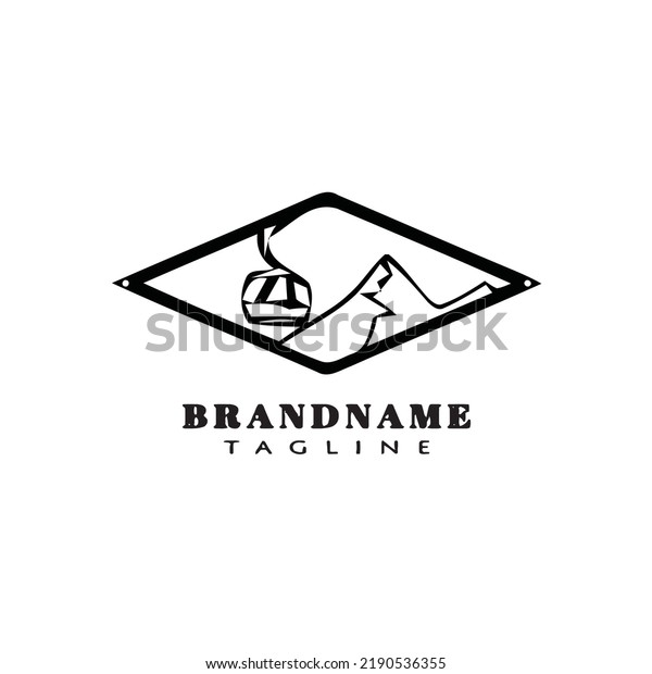 cable car logo cartoon icon design flat\
black modern isolated vector\
illustration