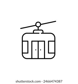 Cable car. Modern mountain transport system. Skiing resort, tourist attraction places. Pixel perfect, editable icon