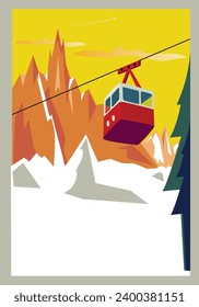 cable car in the mountains during the Christmas holidays