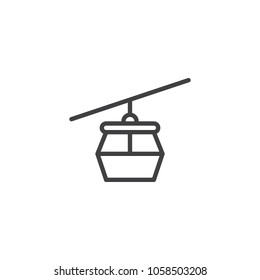 Cable car outline icon. linear style sign for mobile concept and web design. Ropeway cabines simple line vector icon. Symbol, logo illustration. Pixel perfect vector graphics