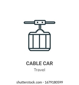 Cable car outline vector icon. Thin line black cable car icon, flat vector simple element illustration from editable travel concept isolated stroke on white background