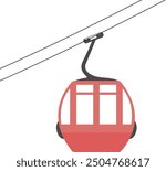 Cable car, red cabin in vector