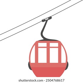 Cable car, red cabin in vector