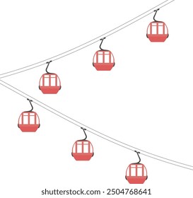 Teleférico con cabinas rojas en Vector