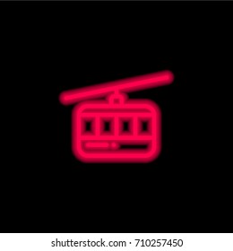 Cable car red glowing neon ui ux icon. Glowing sign logo vector