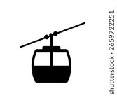 Cable car silhouette icon vector flat design.