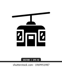 Cable car silhouette icon vector, illustration logo template in trendy style. Suitable for many purposes.