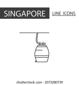 Cable Car Singapore icon. The icons as Singapore signature in black lines.