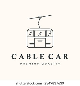 cable car steel wire line art logo vector minimalist illustration design, gondola elevation logo design