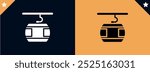 Cable car thin line, outline icon on a white background. Travel related icon. EPS Vector