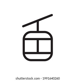 Cable car thin line, outline icon on a white background. Travel related icon. EPS Vector