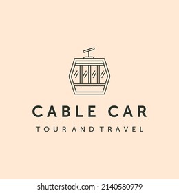 cable car tour and travel line art logo vector illustration design