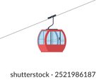 Cable car transportation rope way. Cableway cabin lifting vector illustration.