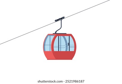 Cable car transportation rope way. Cableway cabin lifting vector illustration.