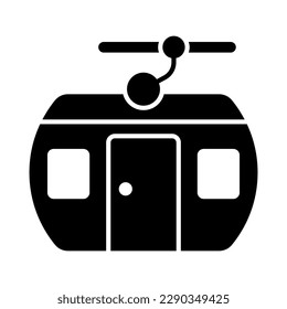 Cable car vector denoting transportation that uses cables to pull tram-like vehicles up and down steep hills or inclines