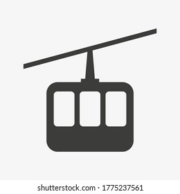 Icono del vector del vehículo de cable. Símbolo de la cabina de peaje. Pictograma de cálecar.