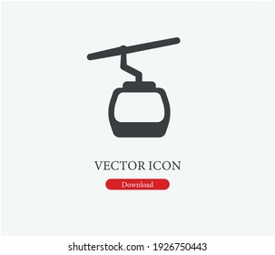 Cable car vector icon.  Editable stroke. Symbol in Line Art Style for Design, Presentation, Website or Apps Elements. Pixel vector graphics - Vector