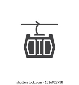 Cable car vector icon. filled flat sign for mobile concept and web design. Ropeway cabin simple glyph icon. Funicular symbol, logo illustration. Pixel perfect vector graphics