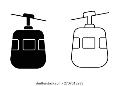 Cable car vector icon. Silhouette of cable car icon vector. Cable car showing concept of adventure, cable transport vector. Gondola symbol, logo, vector illustration.	