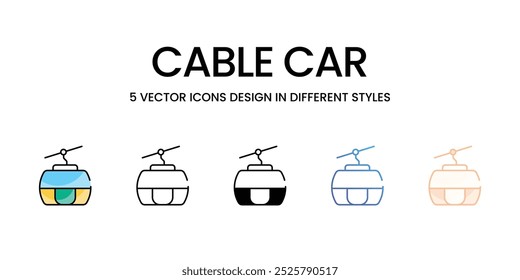 Cable Car vector icons set stock illustration