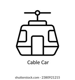 Cable Car  vector  outline Design illustration. Symbol on White background EPS 10 File 