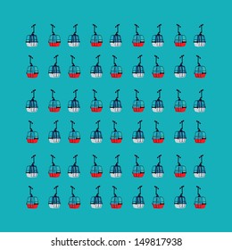 Cable Cars Cyan Background Vector
