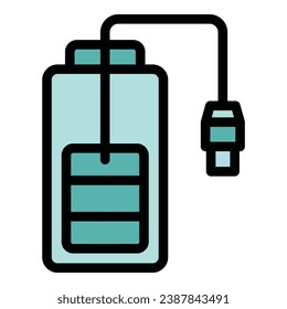 Cable charge battery icon outline vector. Power level. Energy electric color flat