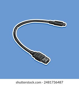 Cable for charging and transferring data, the USB Type-C. Type C USB Cable Charger vector illustration design isolated in a blue background. Black charging usb cable
