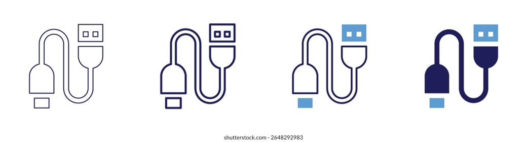 Cable clamp icon in 4 different styles. Thin Line, Line, Bold Line, Duotone. Duotone style. Editable stroke.