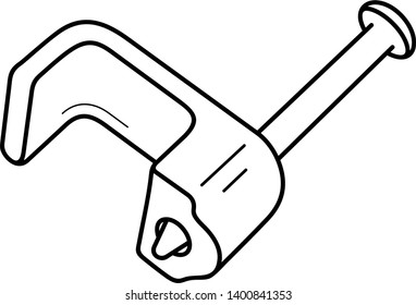 Cable clip. Vector outline icon isolated on white background.