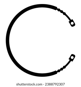 Cable para el vehículo del embrague arrastrar el icono de la pieza de la correa de transmisión manual color negro ilustración vectorial estilo plano simple