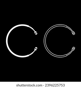 Cable para la extracción manual del vehículo del embrague conjunto de piezas de la cuerda de transmisión icono de color blanco ilustración vectorial contorno de contorno de relleno sólido estilo plano delgado
