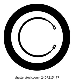 Cable for clutch car pull manual transmission rope part icon in circle round black color vector illustration image solid outline style