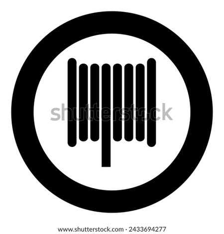 Cable coil wire reel spool icon in circle round black color vector illustration image solid outline style