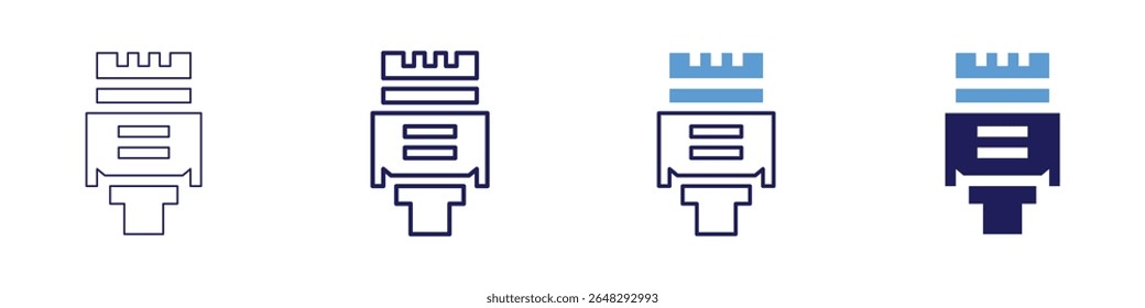 Icono de conducto de cable en 4 estilos diferentes. Línea delgada, línea, línea en negrita, duotono. Estilo duotono. Trazo editable.