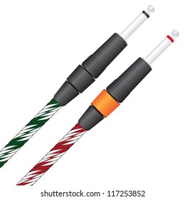 Cable for connecting musical instruments in a fabric cover. Vector illustration.