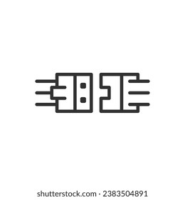 Kabelverbindung, lineares Symbol, Datenkette, Adapter. Linie mit bearbeitbarem Hub
