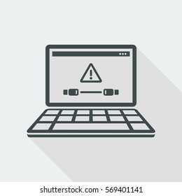 Cable connection to pc - alert notice - Vector flat minimal icon
