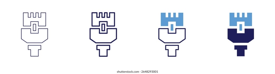 Cable connector icon in 4 different styles. Thin Line, Line, Bold Line, Duotone. Duotone style. Editable stroke.