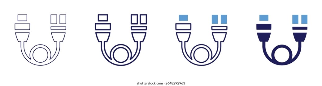 Cable cover icon in 4 different styles. Thin Line, Line, Bold Line, Duotone. Duotone style. Editable stroke.