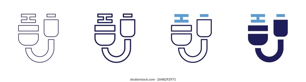 Cable coverage icon in 4 different styles. Thin Line, Line, Bold Line, Duotone. Duotone style. Editable stroke.