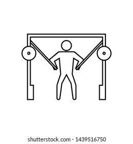 Cable cross over icon in line style isolated on white background. Gym and Fitness center sign and symbol.- vector