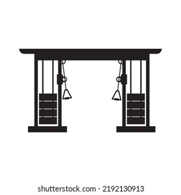 Cable crossover gym tool icon | Black Vector illustration |
