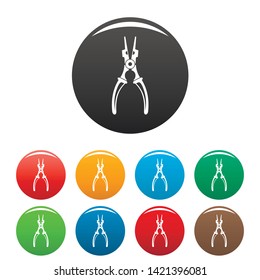 Cable cut tool icons set 9 color vector isolated on white for any design