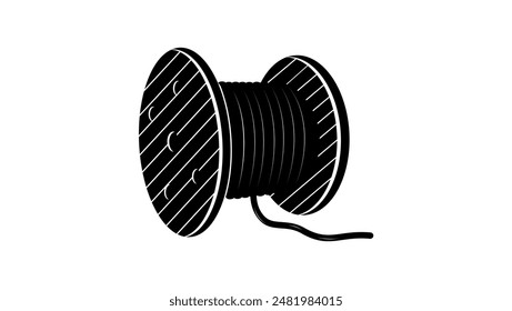 Cable drum Industrial hose reel, black isolated silhouette