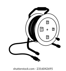A cable drum with rolled up cable and plug. Vector illustration EPS10.