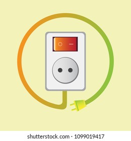 cable and electric switch icon illustration on white background